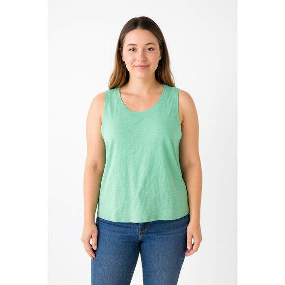 2/$30 J.Crew Girlfriend Tank XL Women Light Green Stretch Cotton Knit - Picture 1 of 8